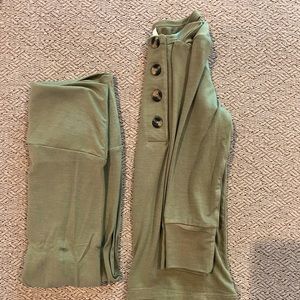 Lou Lou and Company olive green pajama set